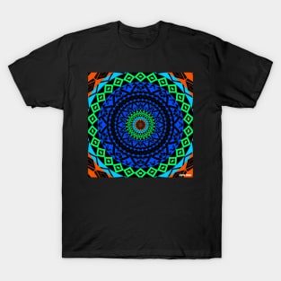 tribal circle of mandala geometry of the imagination in ecopop totonac wallpaper T-Shirt